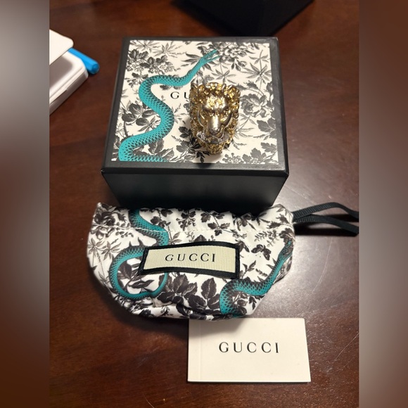 GUCCI FULL INCLUSION Lions Head Ring Size 7.5 - Picture 2 of 7